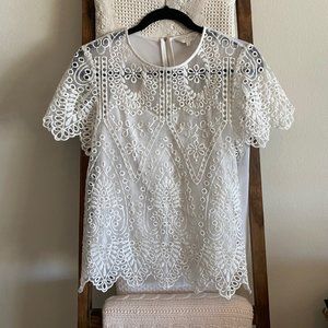 NWOT Ted Baker white eyelet cap sleeve blouse